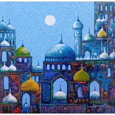 Javed Qamar, 8 x 8 inch, Acrylic On Canvas, Cityscape Painting, AC-JQ-279